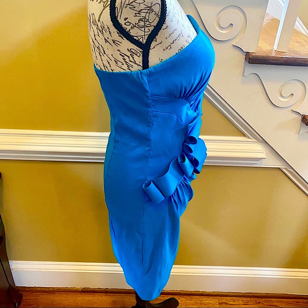 Romeo & Juliet Couture turquoise crepe stretch strapless dress - Picture 3 of 6